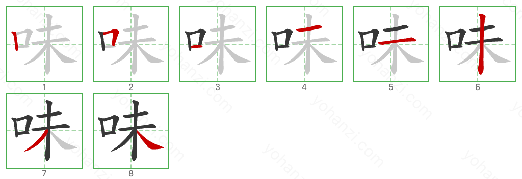 味 Stroke Order Diagrams