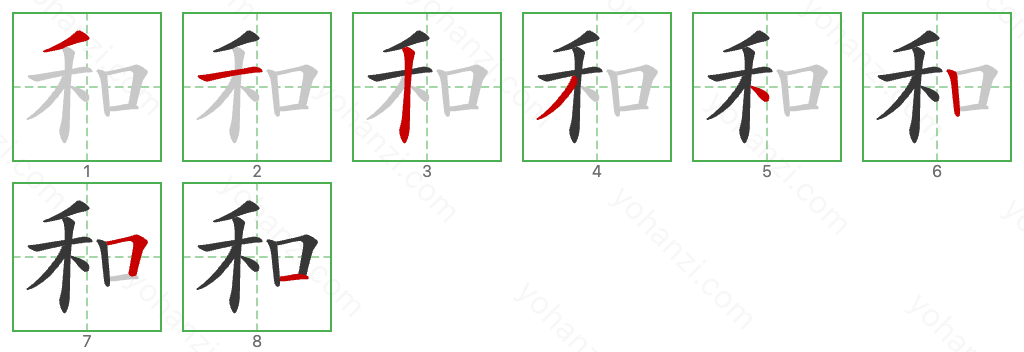 和 Stroke Order Diagrams