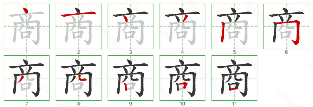 商 Stroke Order Diagrams