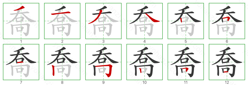 喬 Stroke Order Diagrams