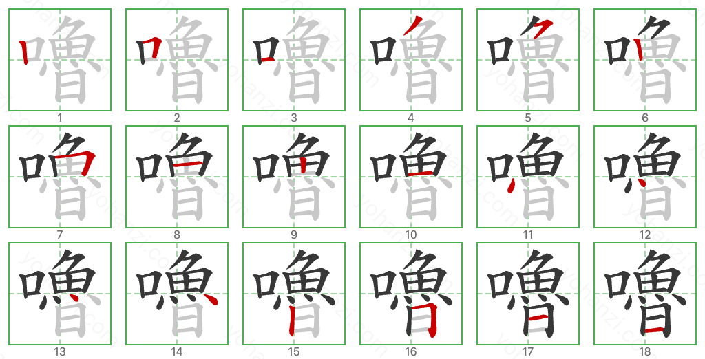 嚕 Stroke Order Diagrams