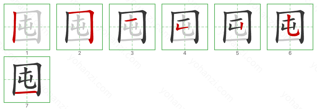 囤 Stroke Order Diagrams