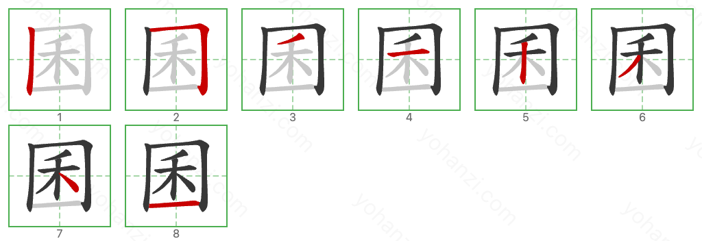 囷 Stroke Order Diagrams