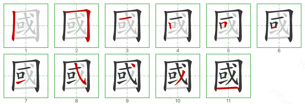 國 Stroke Order Diagrams