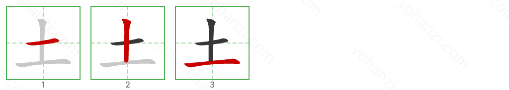 土 Stroke Order Diagrams