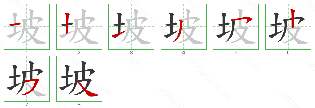 坡 Stroke Order Diagrams