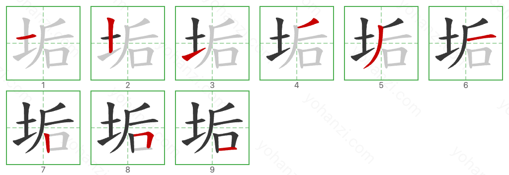 垢 Stroke Order Diagrams