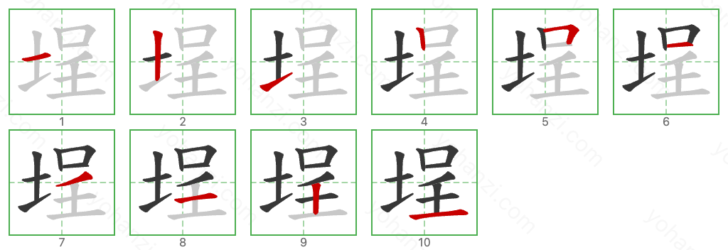 埕 Stroke Order Diagrams