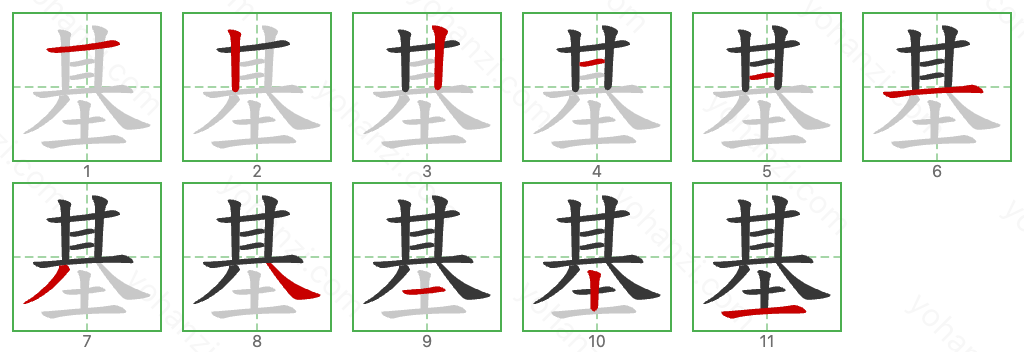 基 Stroke Order Diagrams