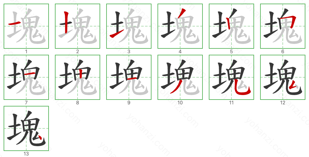 塊 Stroke Order Diagrams