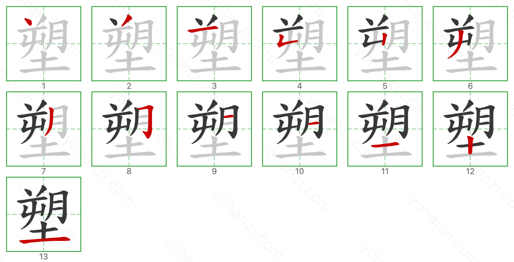 塑 Stroke Order Diagrams