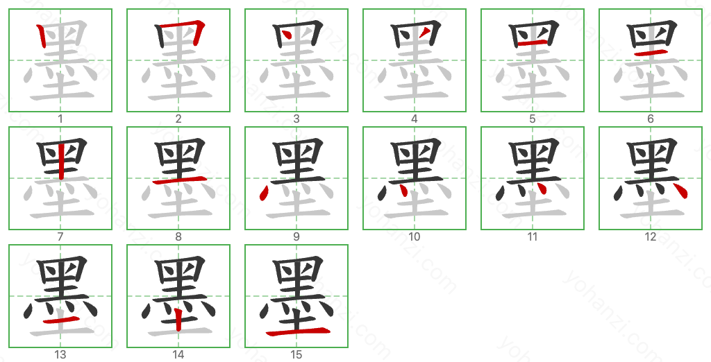 墨 Stroke Order Diagrams