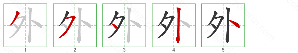 外 Stroke Order Diagrams