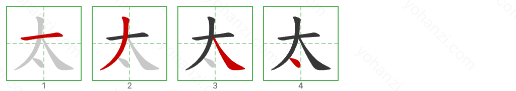 太 Stroke Order Diagrams