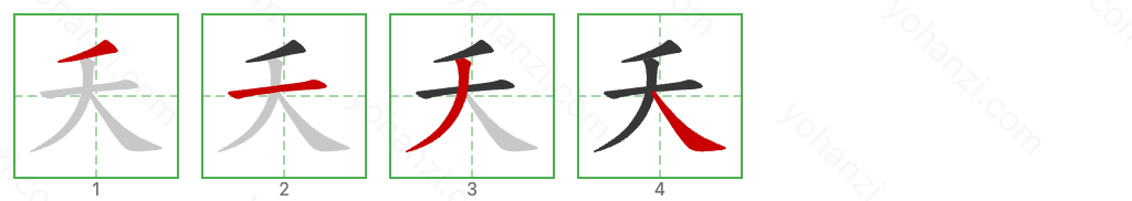 夭 Stroke Order Diagrams