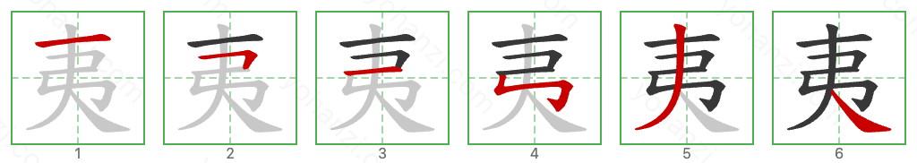 夷 Stroke Order Diagrams