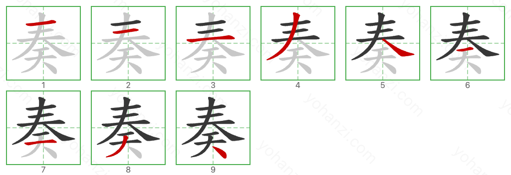 奏 Stroke Order Diagrams