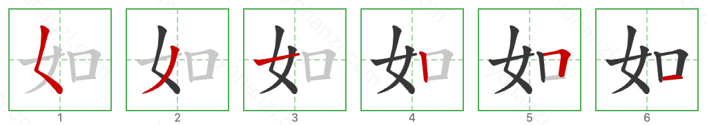 如 Stroke Order Diagrams