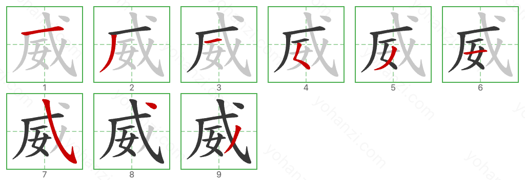 威 Stroke Order Diagrams