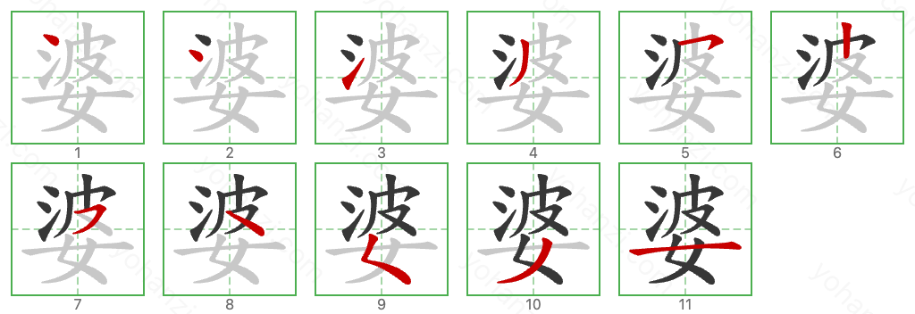 婆 Stroke Order Diagrams