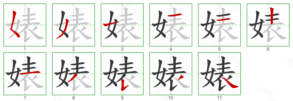 婊 Stroke Order Diagrams