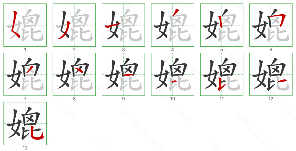 媲 Stroke Order Diagrams