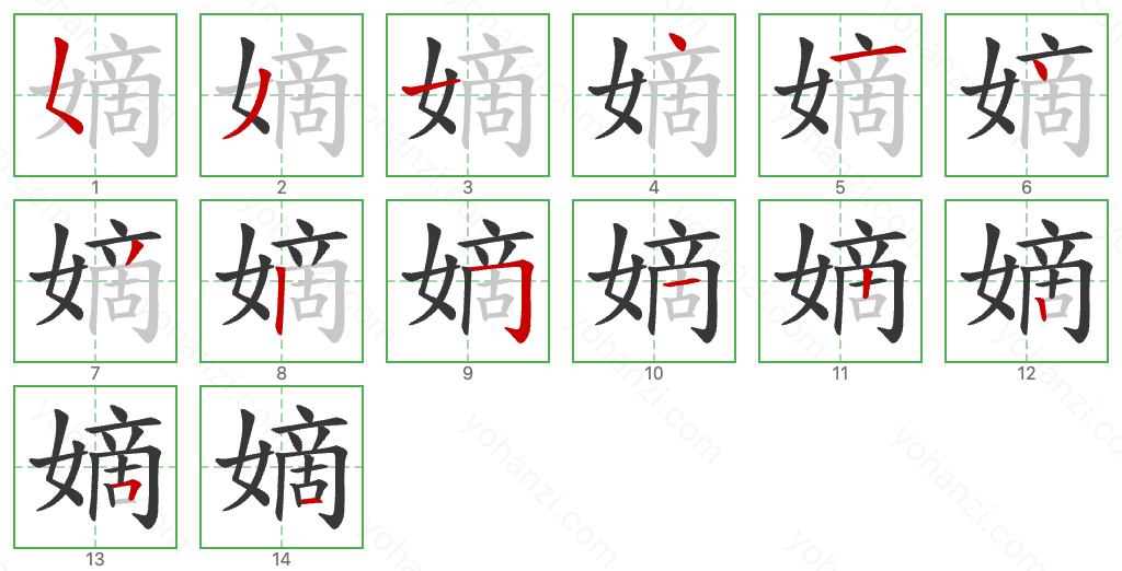 嫡 Stroke Order Diagrams