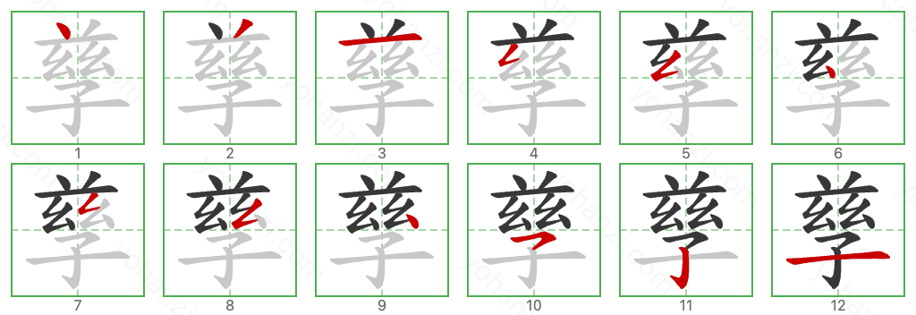 孳 Stroke Order Diagrams