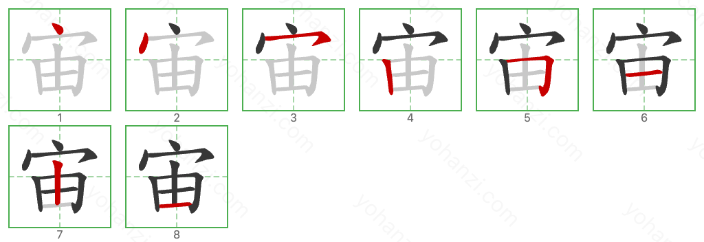 宙 Stroke Order Diagrams