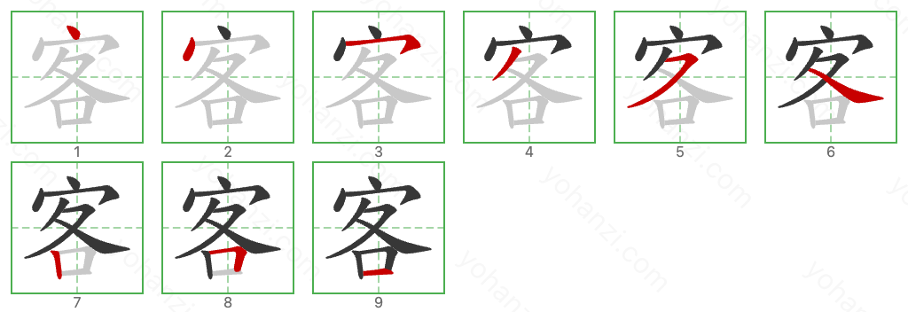 客 Stroke Order Diagrams