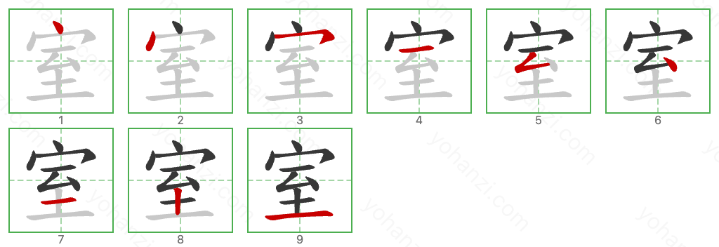 室 Stroke Order Diagrams