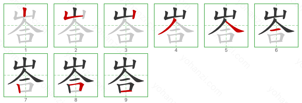 峇 Stroke Order Diagrams