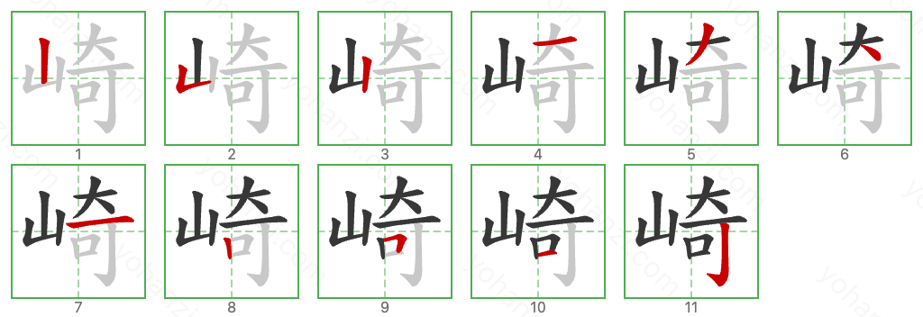 崎 Stroke Order Diagrams