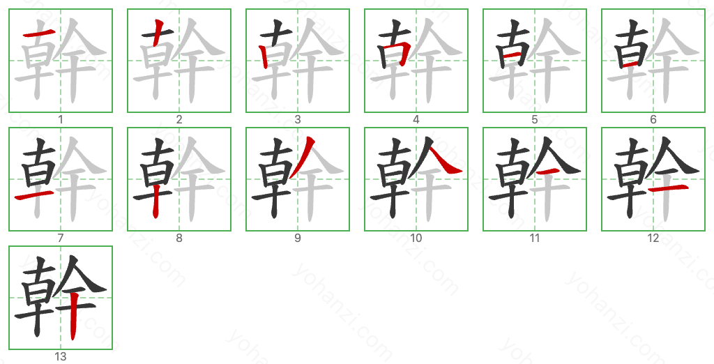 幹 Stroke Order Diagrams