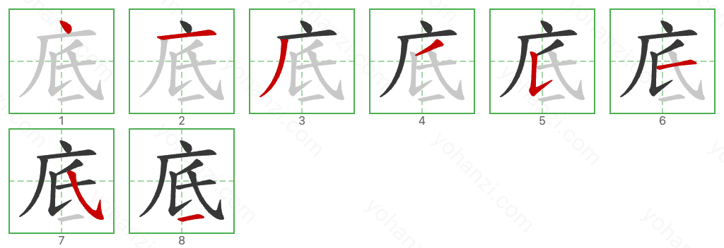 底 Stroke Order Diagrams