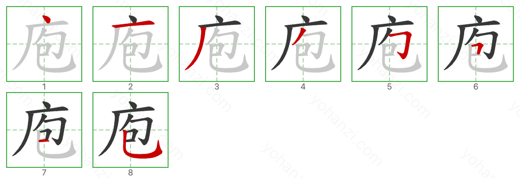 庖 Stroke Order Diagrams