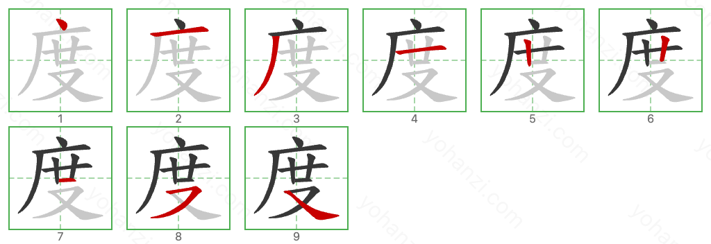 度 Stroke Order Diagrams