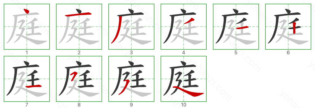 庭 Stroke Order Diagrams