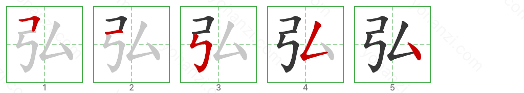 弘 Stroke Order Diagrams