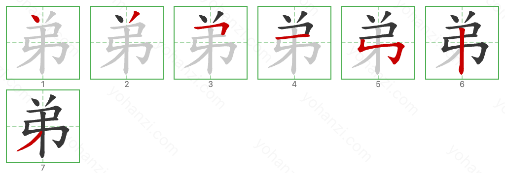 弟 Stroke Order Diagrams