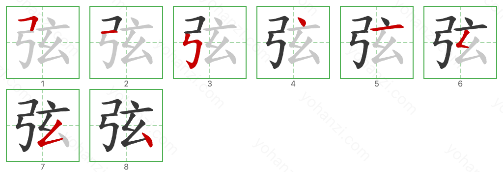 弦 Stroke Order Diagrams