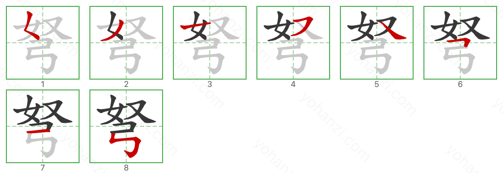 弩 Stroke Order Diagrams