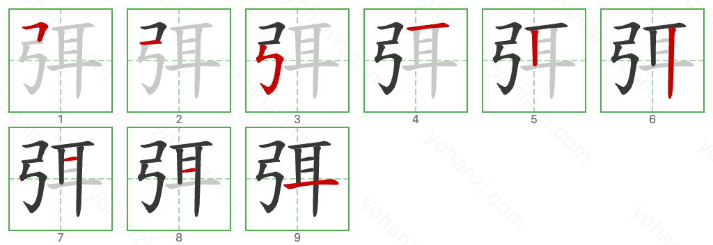 弭 Stroke Order Diagrams