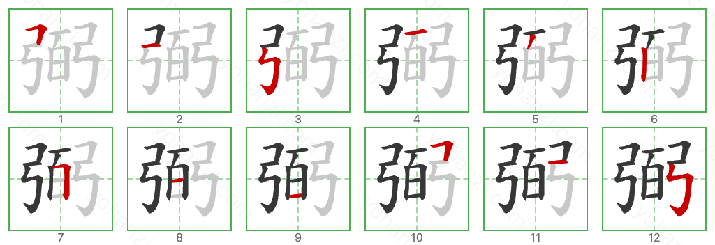 弼 Stroke Order Diagrams