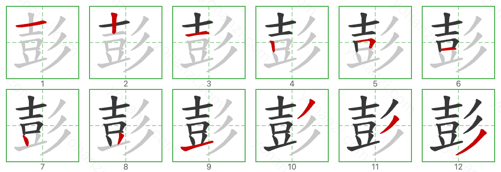 彭 Stroke Order Diagrams