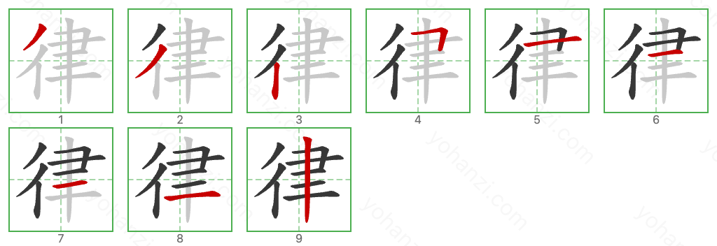 律 Stroke Order Diagrams