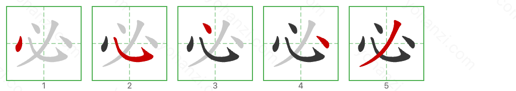 必 Stroke Order Diagrams