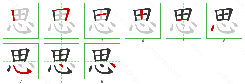 思 Stroke Order Diagrams