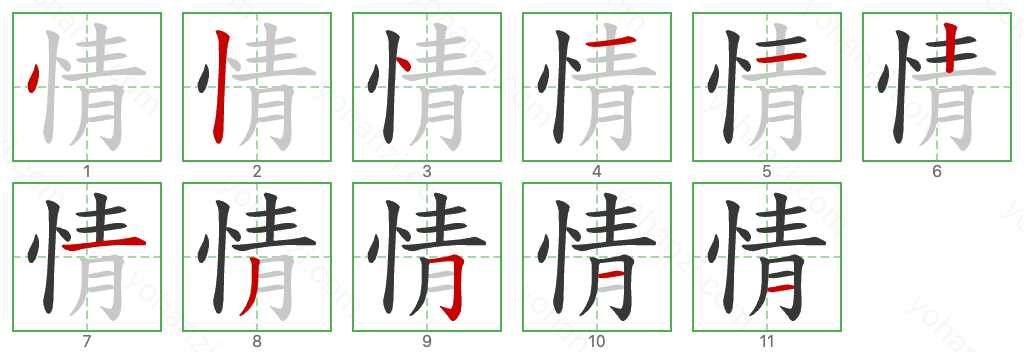 情 Stroke Order Diagrams