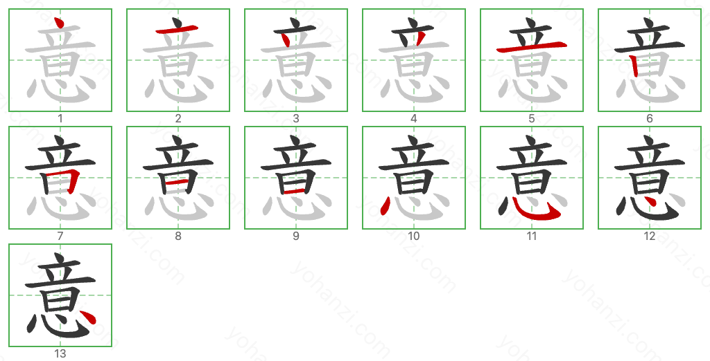 意 Stroke Order Diagrams